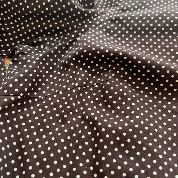 Ralph Lauren Chocolate Brown Dot Button Down Blouse Size 2X - Picture 4 of 7